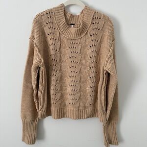 Cozy Free People Tan Chunky Knit Sweater